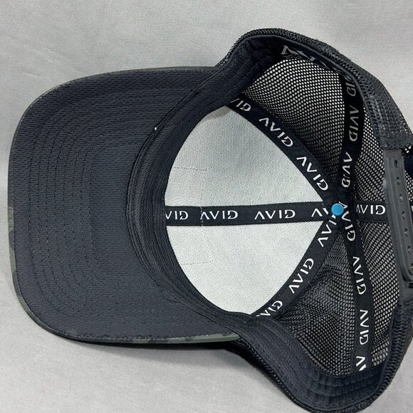 Avid Fishing Gear Snapback Hat Cap Black Camouflage Trucker Outdoor Patch Mens - Picture 9 of 13
